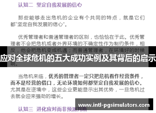 应对全球危机的五大成功实例及其背后的启示