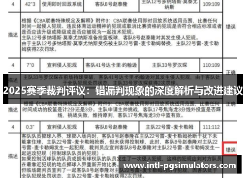 2025赛季裁判评议：错漏判现象的深度解析与改进建议