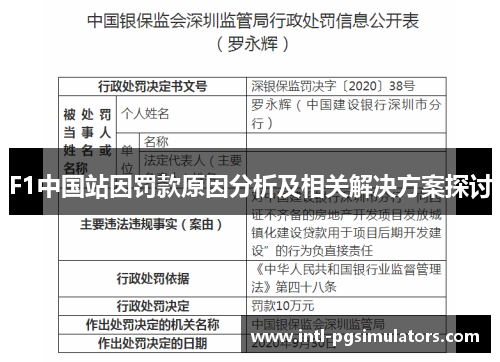 F1中国站因罚款原因分析及相关解决方案探讨