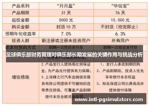 足球俱乐部财务管理对俱乐部长期发展的关键作用与挑战分析